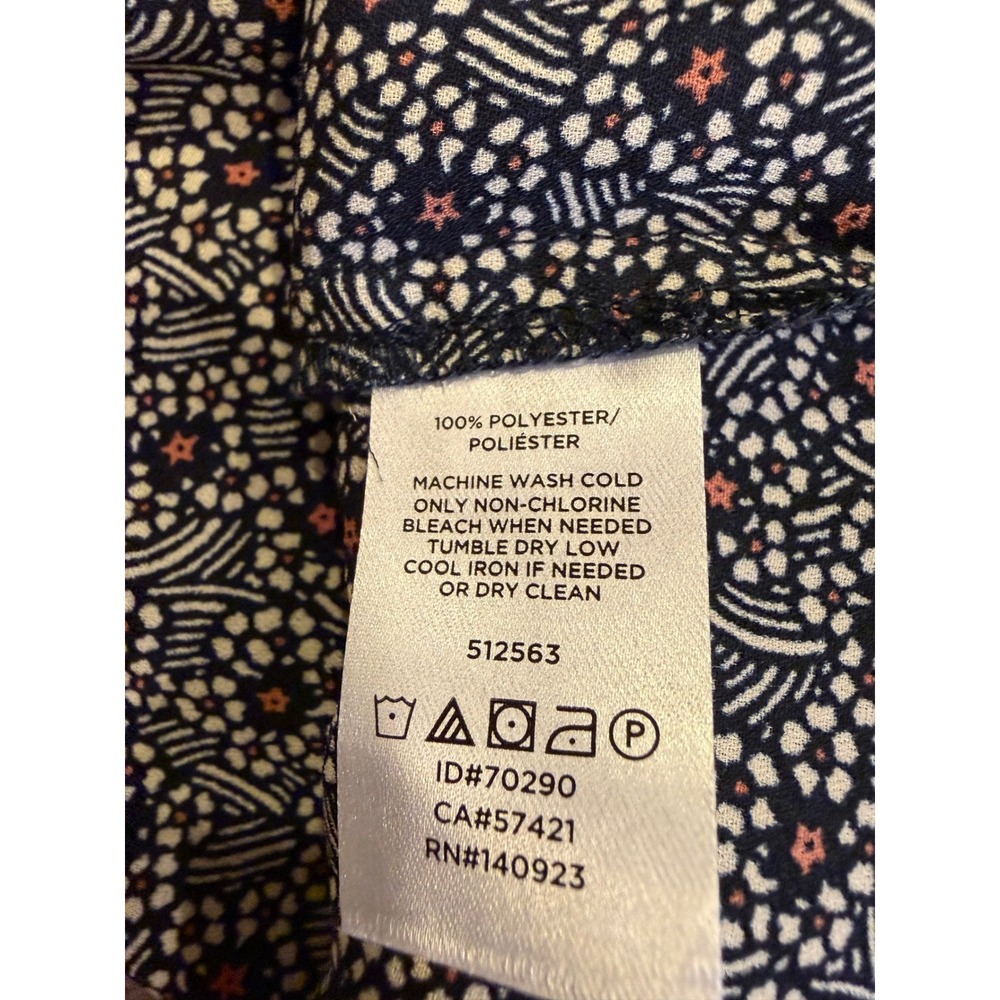 LOFT Women Blouse Navy Blue XS Floral Faux Wrap Office Work Classic Feminine - Picture 6 of 6